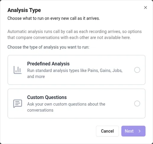 The analysis wizard in automatic mode