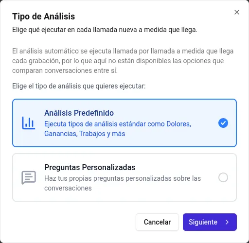 El asistente de análisis en modo automático