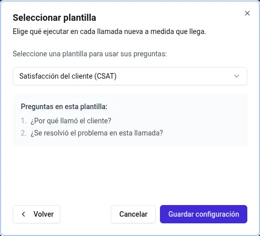 Elegir una plantilla para las preguntas personalizadas automáticas