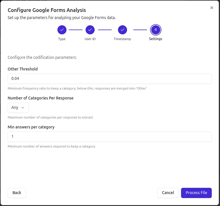 Analysis configuration