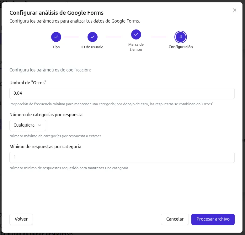 Configuración del análisis
