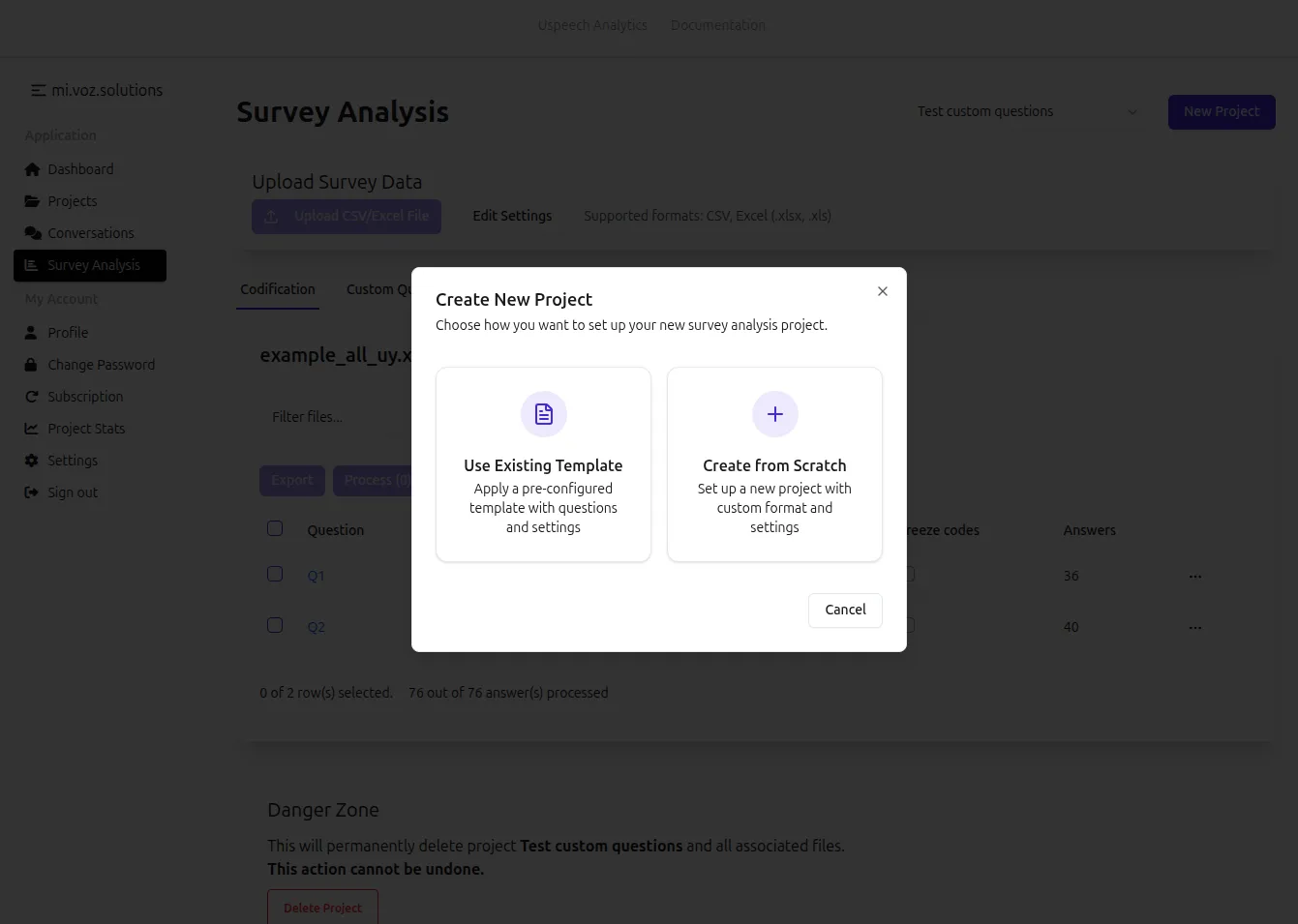 Create a Survey Analysis project