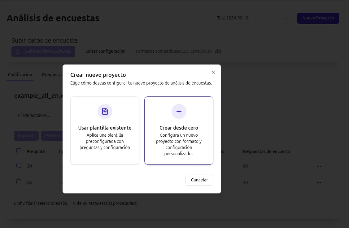 Crear un proyecto de Análisis de Encuestas