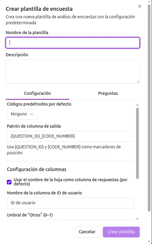 Crear una plantilla de encuesta