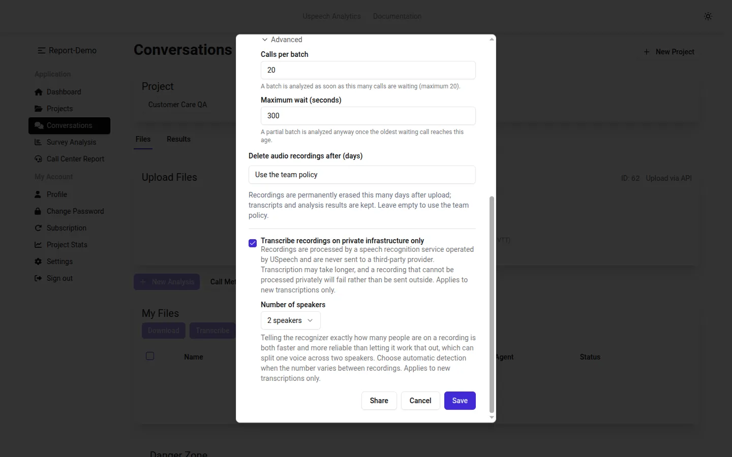 The lower half of the Project Settings dialog
