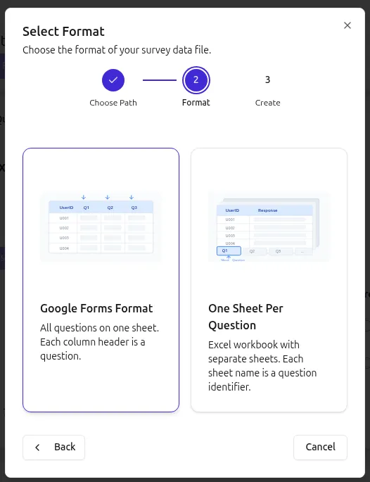 Select Google Forms format