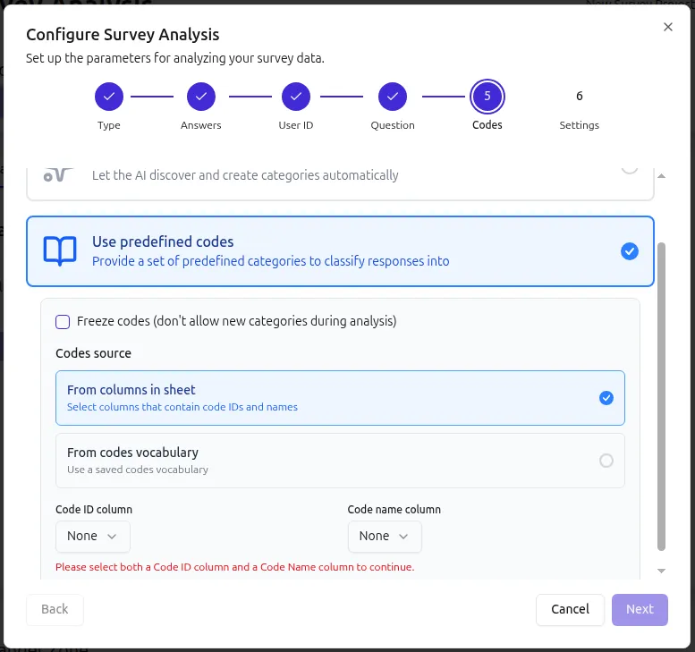 Configure codes