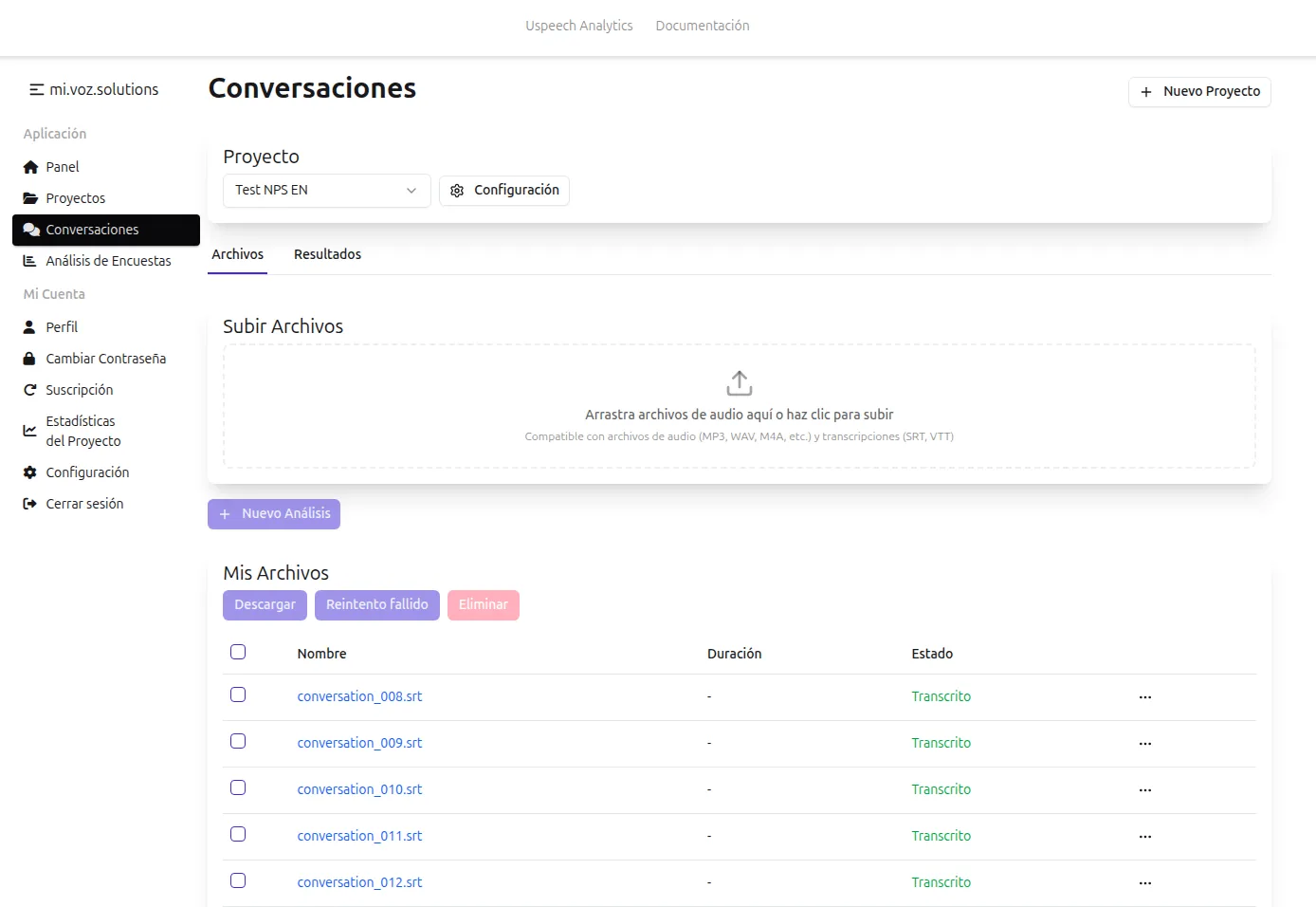 Archivos transcritos
